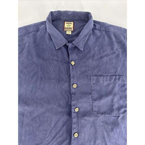 Tommy Bahama Men Hawaiian Shirt 100% Silk XL Blue Palm Logo Long Sleeve Button - Picture 4 of 11
